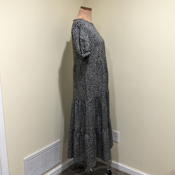 Francesca’s Collection Midi Dress Size Medium Black Leopard Animal Print - Picture 4 of 8